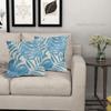 Watercolor Light Blue Palm Leaf Pillow Covers Set of 2 Summer Tropical Leaves Decorative Pillow Cases Linen Square Cushion Cover