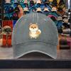 Cartoon Shiba Inu Baseball Cap Distressed Washed Cotton Casual Adjustable Cap for Unisex Travel