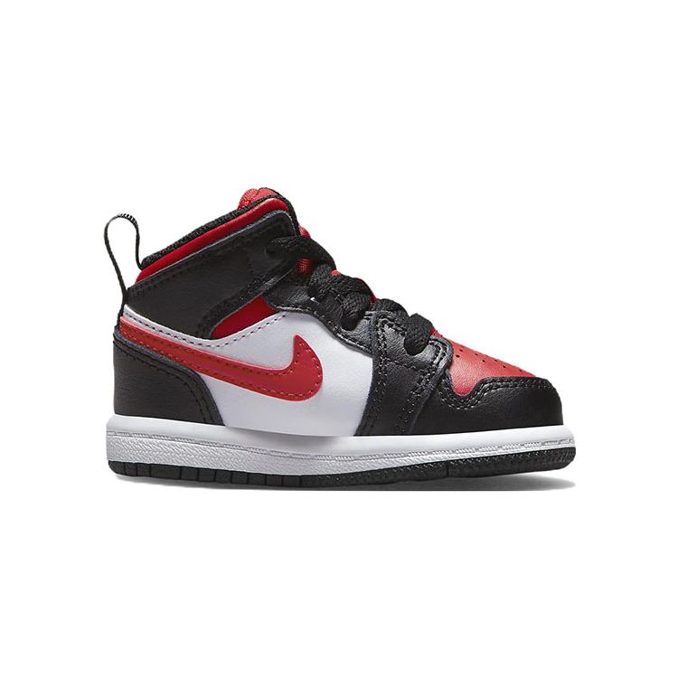 Air Jordan 1 Mid TD Black Fire Red Baby Sneakers White 640735-079