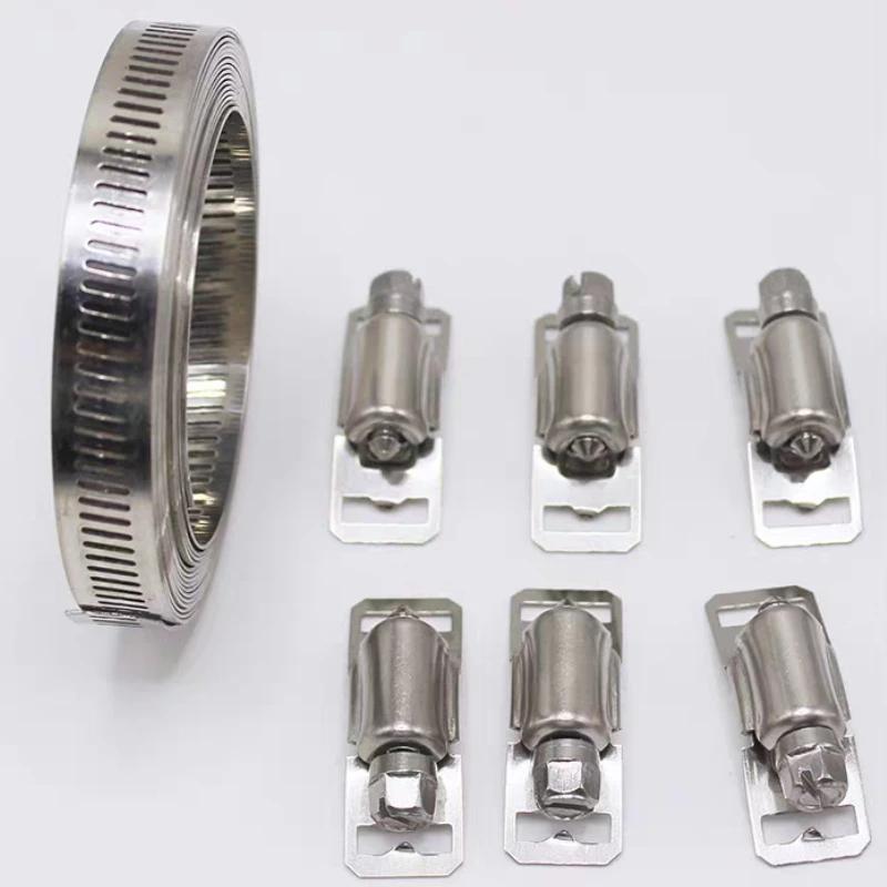 304stainless steel self-made American-style throat band bridge frame tie12.6mm full-tooth tube clamps steel band binding straps