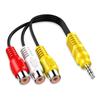 Stereo 3.5mm Cable 3 RCA Female 3.5mm to Cable Portable 3.5mm Aux Male  Video and Audio