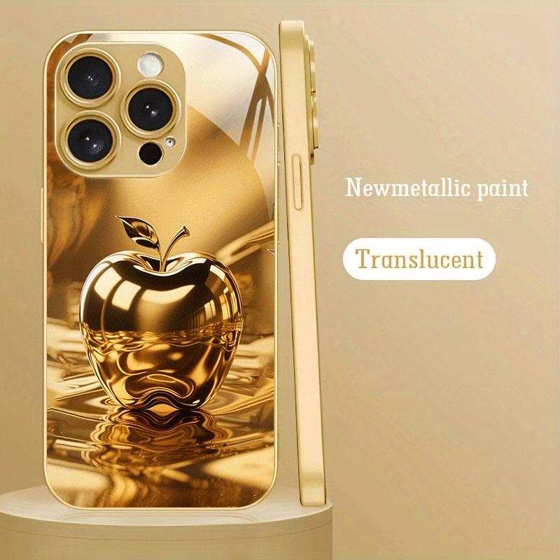 Luxury Crystal For Apple Pattern Metallic Paint Glass Phone Case For iPhone 11 12 13 14 15 16 17 Pro Max 15 Plus 17Air 16E Cover