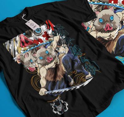 Inosuke T-Shirt Demon Slayer Kimetsu No Yaiba Anime Manga Gift Shirt All Size317