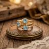 Natural Blue Topaz Ring, 925 Sterling Silver Ring, Gold Plated Statement Ring, Bohemian Women Ring, Engagement Wedding Ring, Gift For Her