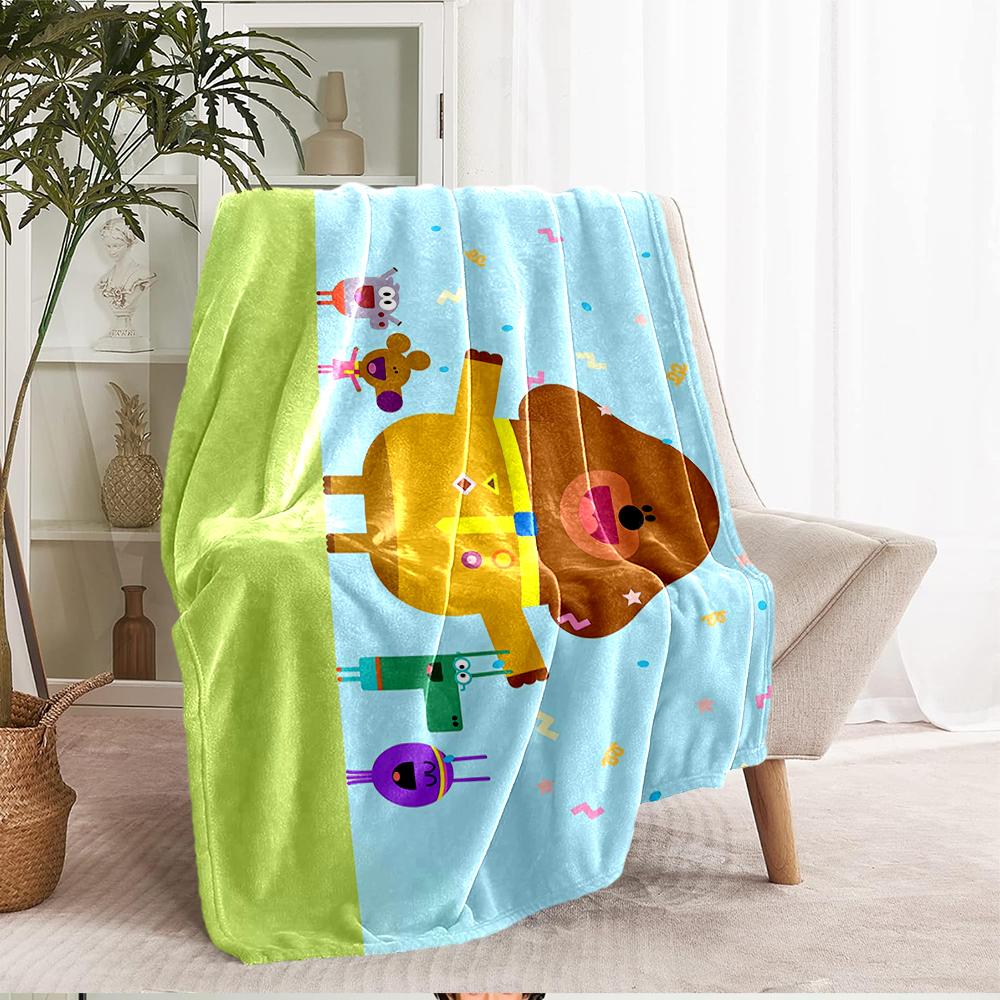Hey Duggee Theme Printed Blanket - Perfect for Couch, Bed, Travel & Outdoor Use | Machine Washable, Cozy & Durable.