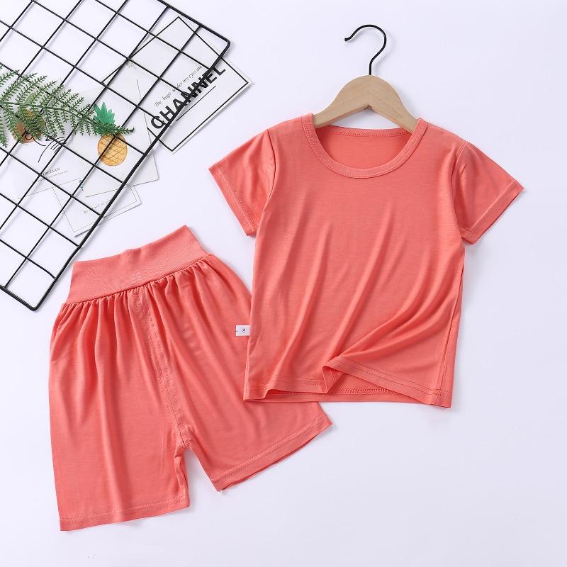 Children's Pajamas Modal Short Sleeved Suit Summer Pajamas Children's Clothing Waist Belly Protection Home Clothes