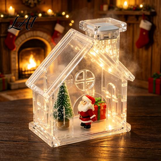 Customizable Gift for Kids Clear Acrylic House Ornament DIY Fillable Christmas with Light Crafting Supplies Rechargeable Lighted Table Centerpiece