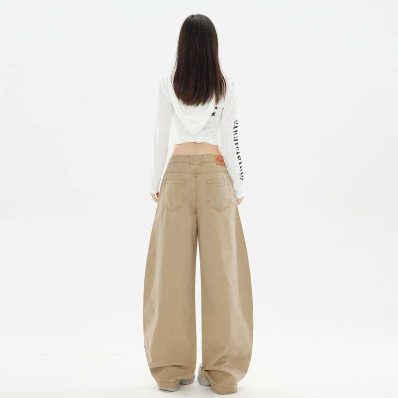 Women's American Retro Patchwork Wide-Leg Cargo Pants