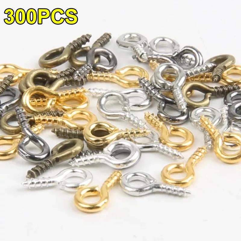 300/600 Stück Kleine Mini-Ösenhaken Ösen Schraubgewinde Edelstahlverschlüsse Haken Schmuckzubehör Für DIY
