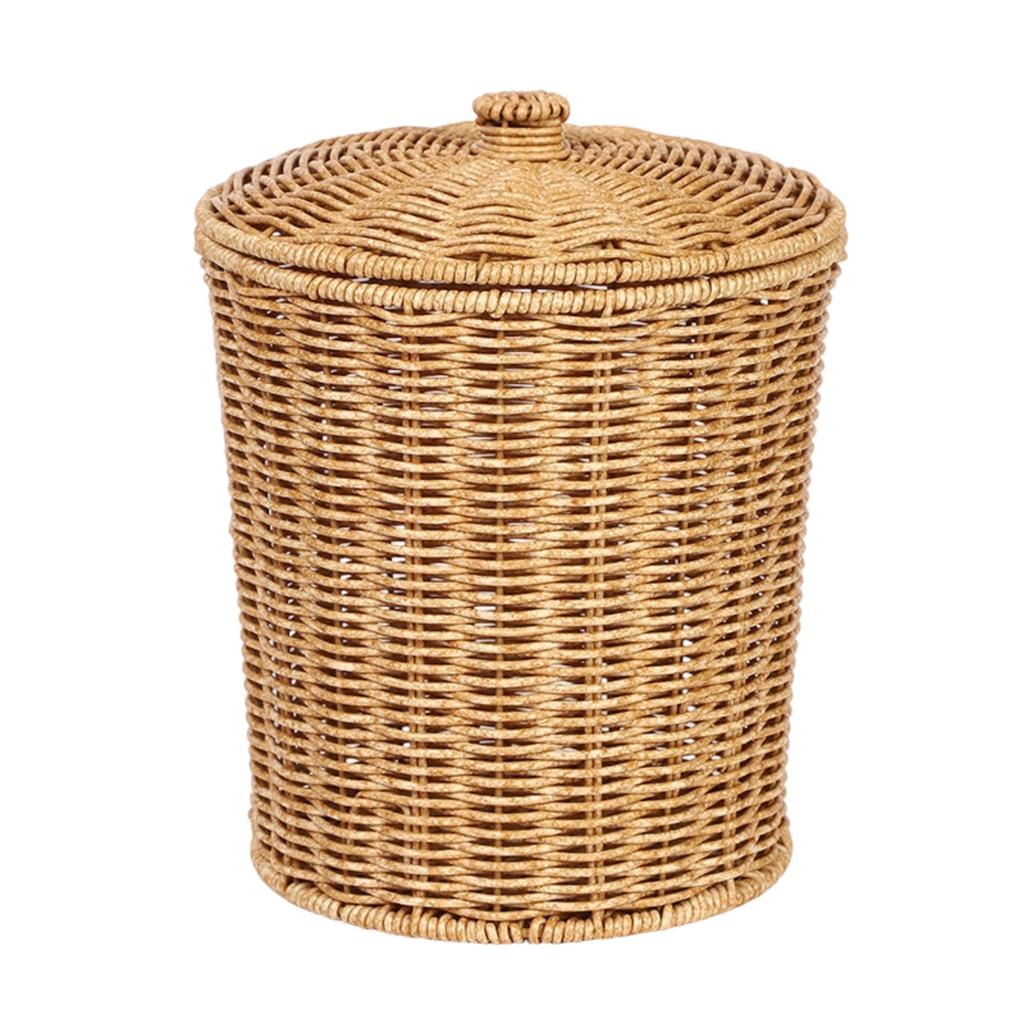 Cesto Portatutto Intrecciato con Coperchio - Cesto Portabiancheria e Organizer in Rattan per Camera da Letto, Bagno, Coperte e Giocattoli
