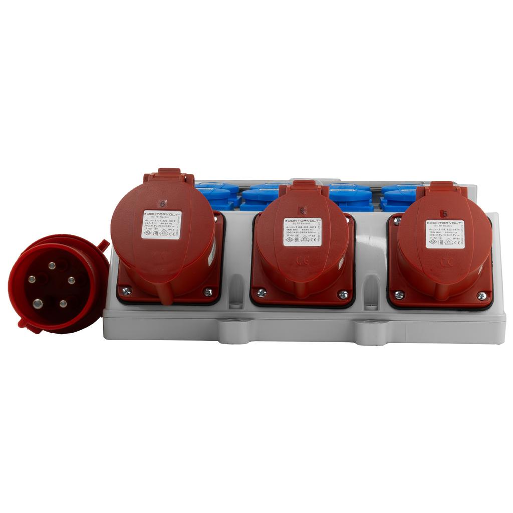 Quadro Elettrico da Cantiere 2X16A 32A Cee 8X230V Erbetka Con Cavo Protetto Doktorvolt Tr-S/Fi Dv-5022-D