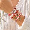 Set di Braccialetti Fiocco di Neve Argilla Morbida Babbo Natale Albero di Natale per Donne Braccialetti Multistrato con Perline Festa Regalo Festivo