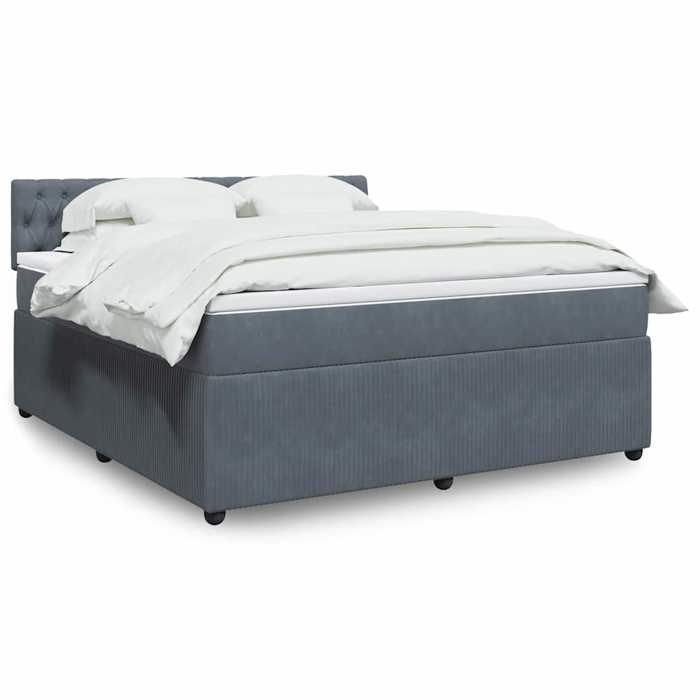 Maison Exclusive - Sommier à lattes de lit et matelas Gris foncé 180x200cm Velours
