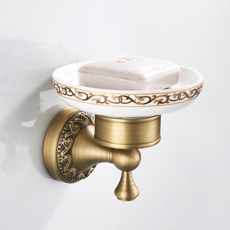 Hochwertige Keramik-Wandseifenschale mit goldener Zierleiste und wasserabführendem Design