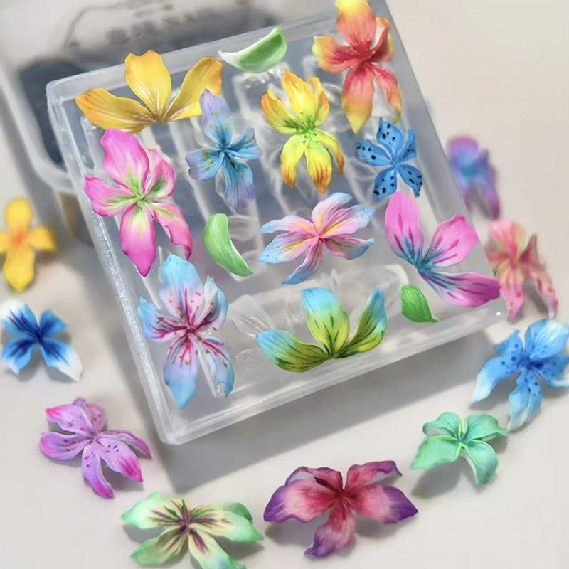 3D Flowers Nail Mold Diy Silicone Nail Tools Hawaii Hibiscus Flower Petal Nail Design Silicone Molds Nail Art Carving Template