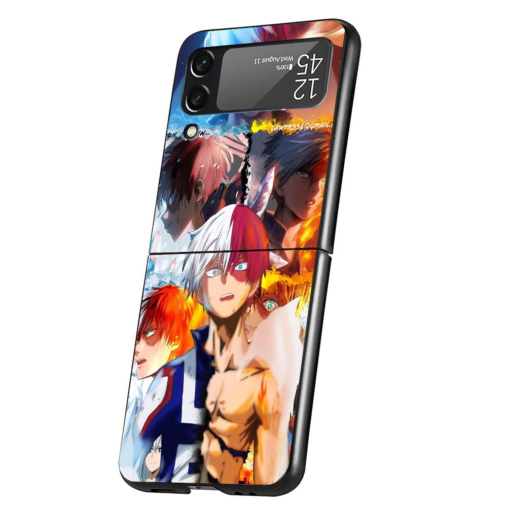 My Hero Todoroki Shoto Case Phone Cover for Samsung Galaxy Z Flip 6 5 4 3 5G ZFlip6 ZFlip5 ZFlip4 ZFlip3 Black Hard Trend Fundas