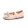 Bow girls leather shoes 2025 spring and autumn new princess shoes little girl rhinestone single shoes soft sole non-slip beanie shoes