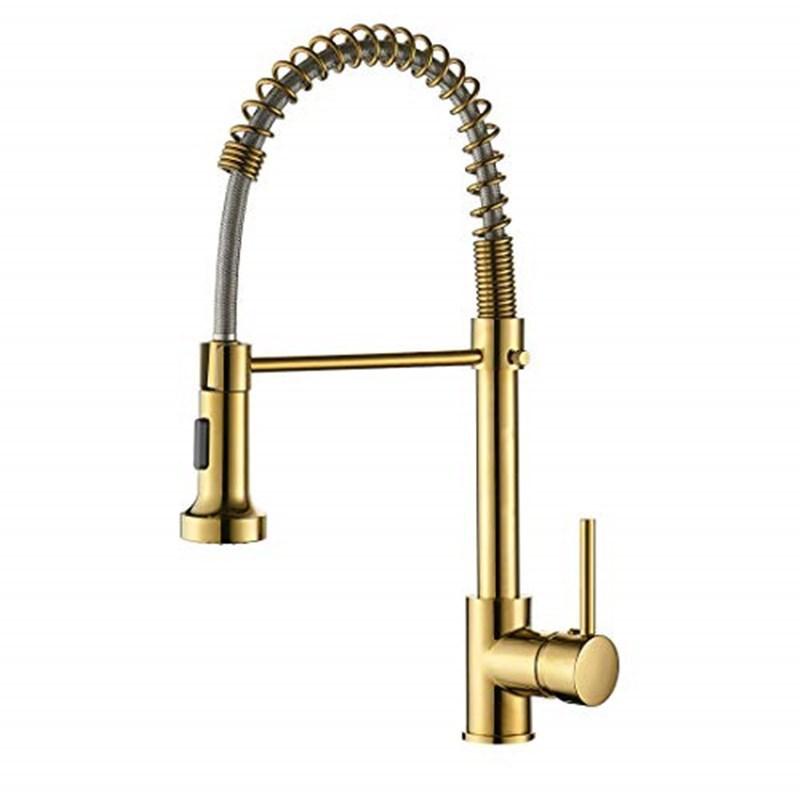 Küchenspüle, Kupfer-Pull-Küchenarmatur, Doppelauslass, wassergekühlt, heißes Waschbecken, Waschbecken, Feder-Wasserhahn