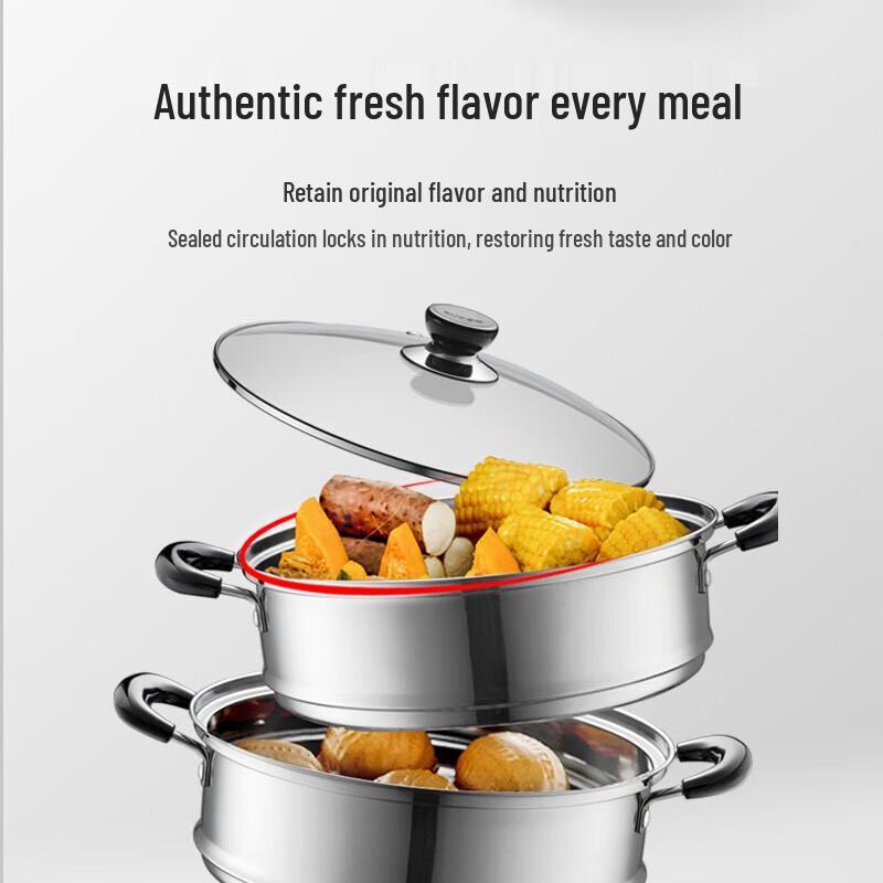Supor 28cm 304 Stainless Steel 3-Layer Steamer Pot