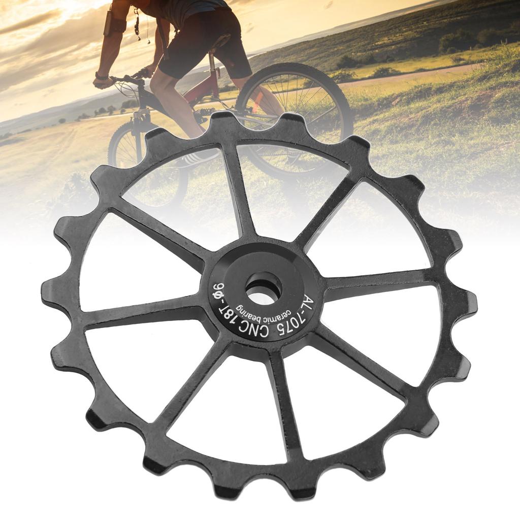 MEIJUN 18T Mountain Bike Ceramic Bearing Aluminum Alloy Rear Derailleur Pulley WheelBlack