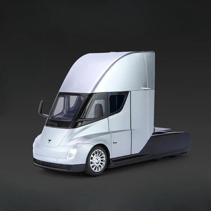 pawgr8 1:24 Tesla Semi Trailer Truck Alloy Diecast Car Model Pull Back Truck Vehicle Model Boy Collection Gift Fashionable Ornaments