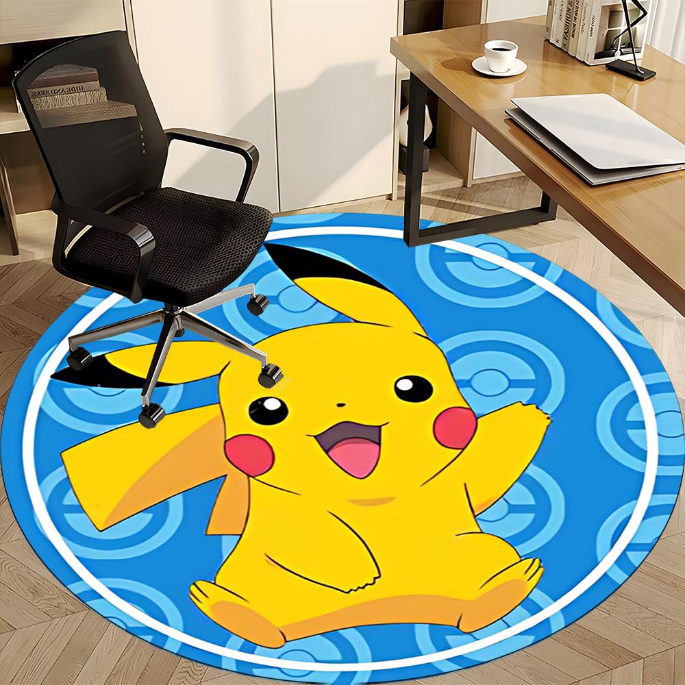 1pc Pikachu Pokémon Office Round Area Rug, Bedroom Living Room Home Decor, Room Deco,  Offic a1016129