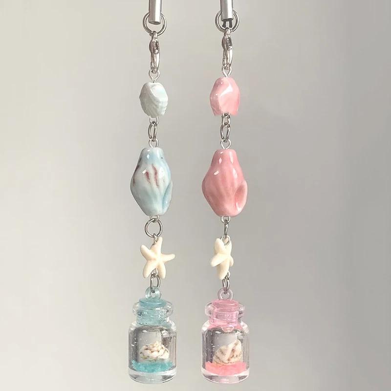 Transparent Keychain Cute Wind Chime Pendant Keyring Mobile Phone Lanyard Kawaii Bag Decorative Accessories Home Decorations