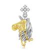Halskette mit Einhorn-Herz-Anhänger und baumelnden CZ-Perlen aus echtem 925er Sterlingsilber für Frauen, Halskette, Schmuck, vergoldet, Geschenk