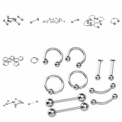 Edelstahl-Körperpiercing-Schmuck, Augenbrauen-Zungensteg, Labret-Lippen-Nasenringe