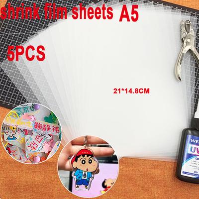 5 Stück Schrumpffolie A4 Schleife Transparent DIY Spaß Schrumpfplastik Schrumpffolien Papier Handarbeitszubehör Herstellung Partydekoration RSP