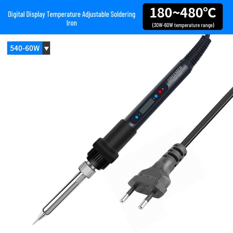 Adjustable Temperature 60W/80W/120W Electric Soldering Iron with Digital Display - Inner-Heated EU Standard Repair Kit.