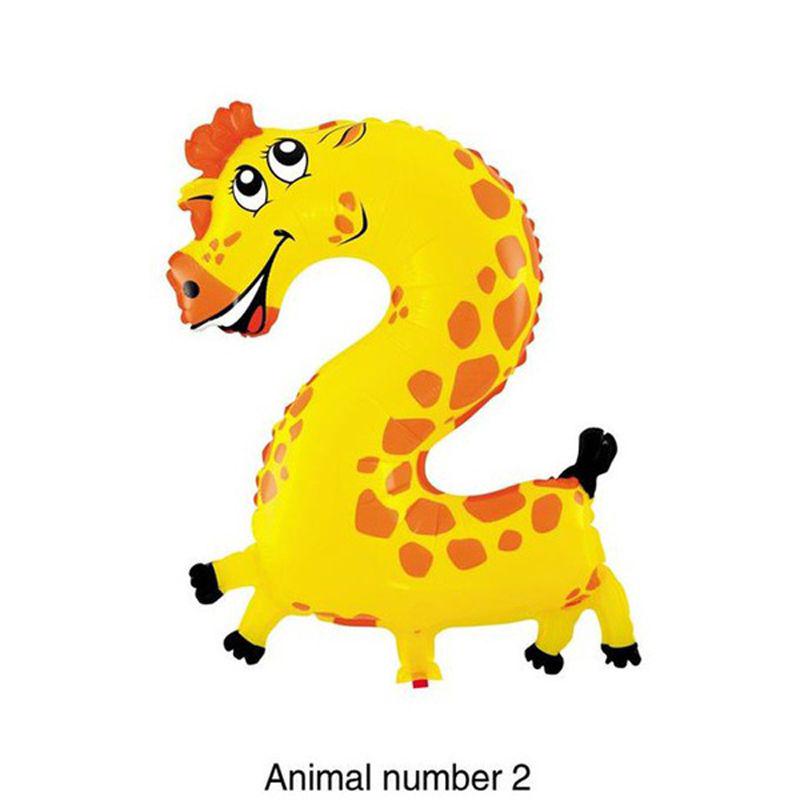 Premium Self Inflating 16 Inch Foil Number Balloon Happy Birthday Large Animal Design
