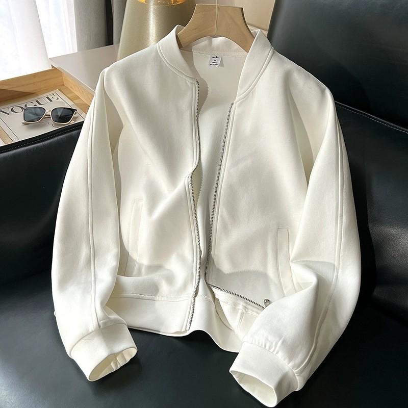 

Женская повседневная толстовка с капюшоном на молнии свободного кроя со стойкой для весны/осени L (95-110 lbs) белый