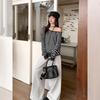 Long Sleeve Oversized Knitted Sexy Off the Shoulder Stripe Casual Loose Spring Autumn T Shirt Tops Women T-shirt