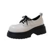 Retro British style platform small leather shoes women's 2025 spring and autumn new round head versatile skirt heightening lace-up single shoes