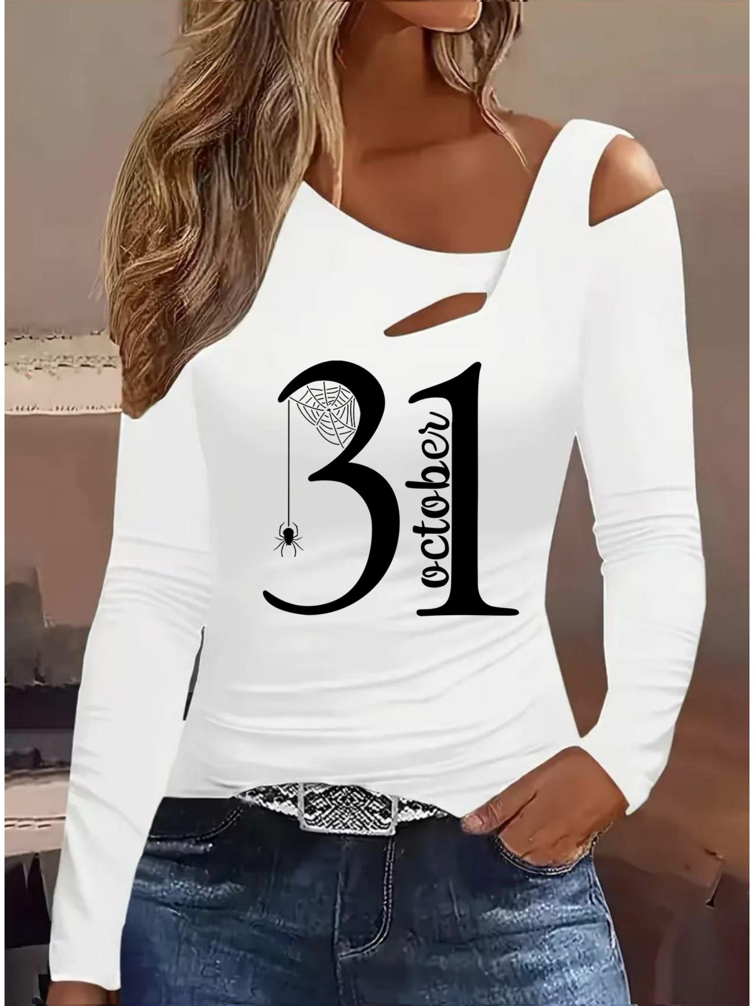 

Модные блузки с живописным принтом, футболки с длинным рукавом, повседневные топы-юбки S белый