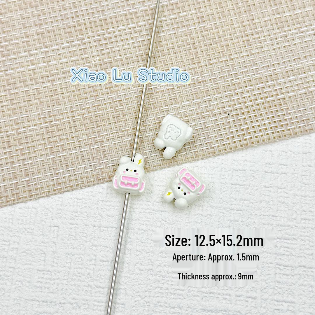 Vibrant Rabbit Doll Backpack and Handmade Beaded Phone Chain Necklace Set Single Price