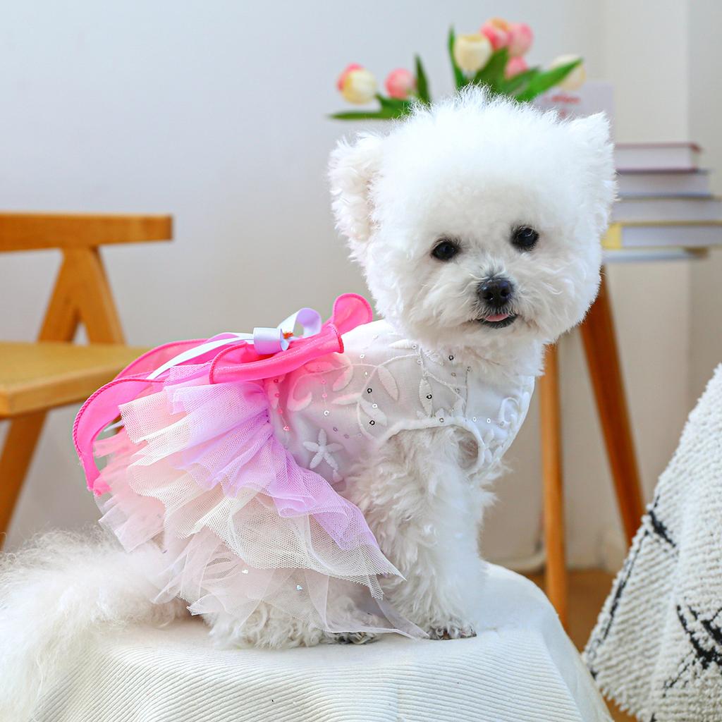 Pet's Cute Dresses Puppy Girl Dog Costumes Doggie Cat Apparel Lace Pet Wedding Skirt Summer Princess Cat Tutu Cute Elf Puppy