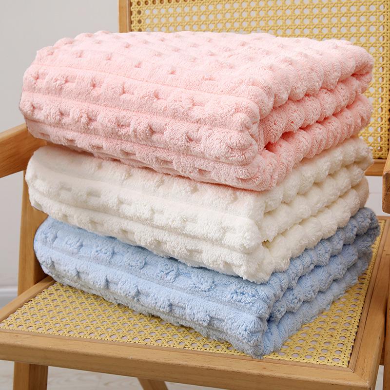 Premium Bamboo Plush Coral Fleece Towel - Anti-Shedding, Thick High-Density Face Towel