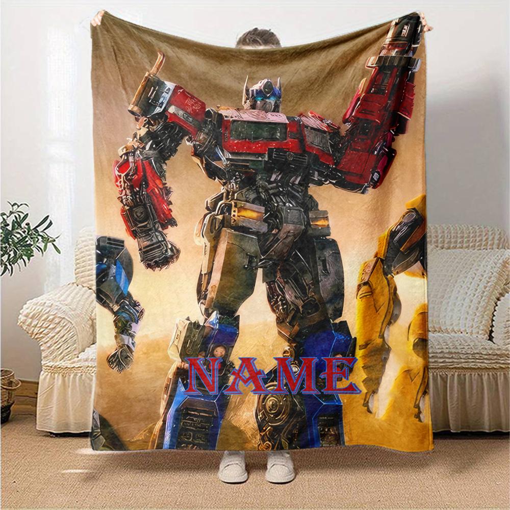 Custom Name Transformers Theme Printed Blanket - Perfect for Couch, Bed, Travel & Outdoor Use | Machine Washable, Cozy & Durable.