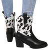 Plus-size cow color matching square heel fashion boots autumn and winter mid-leg women's boots