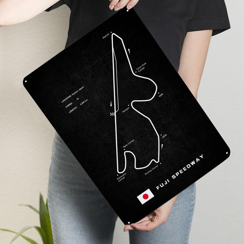 Fuji Speedway Poster Racing Circuits Metal Sign Coffee Bar Accessories Customizable F Tracks Plaques for Home Room Decoration