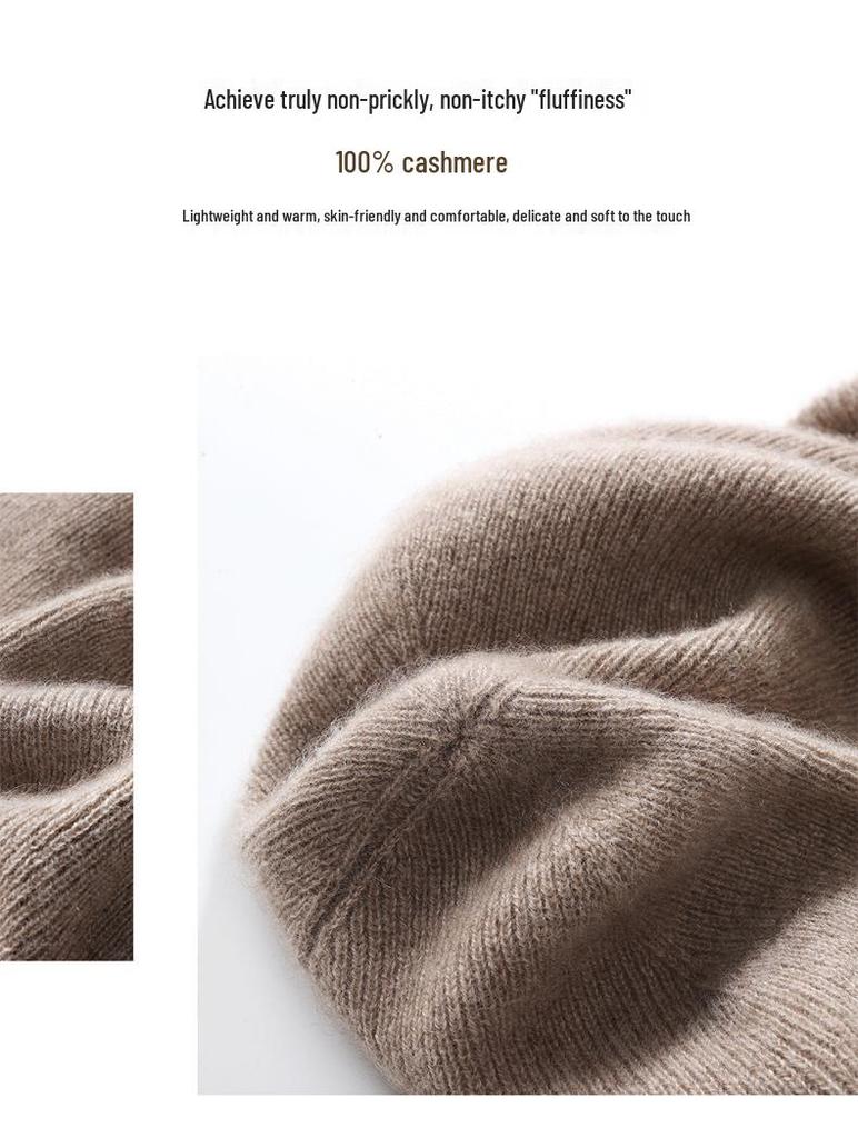 Women's 100% Cashmere Striped Hat – Fashionable, Warm, Windproof, and Versatile with Ear Protection.