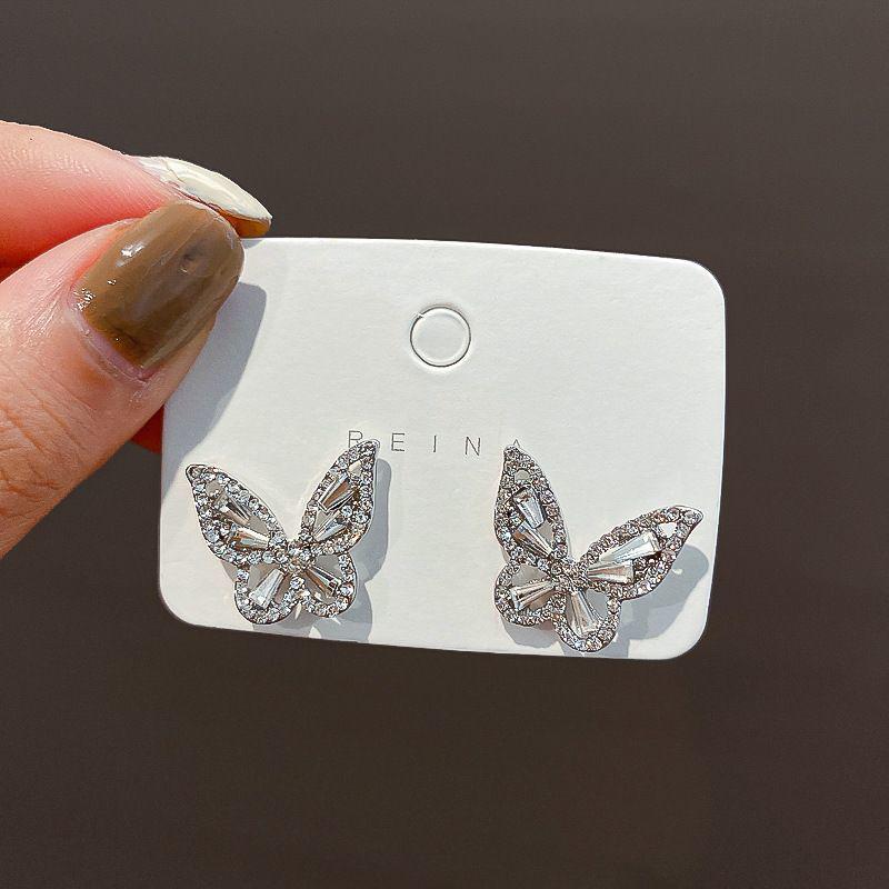 Silver Zircon Butterfly Teardrop Earrings - Luxurious, Elegant & Versatile Jewelry for Women