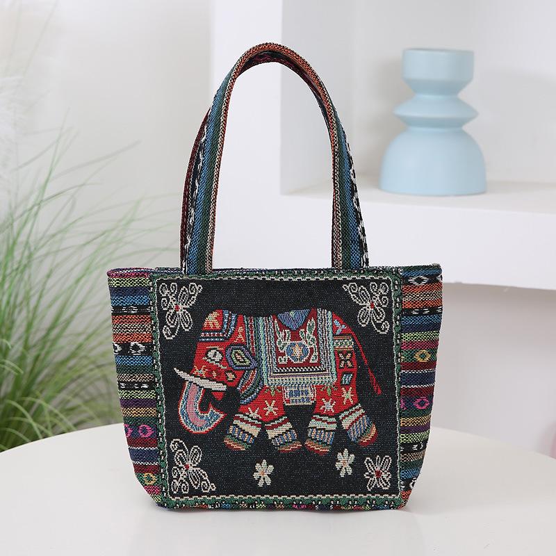Geantă Elefant Bufniță Iepure Geantă din Pânză Jacquard Brodată Față-Verso Durabilă și Rezistentă Lucru Manual Geantă de Mână pentru Femei