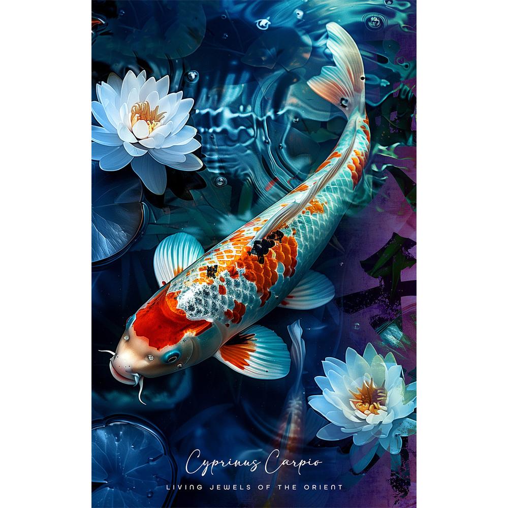 DIY Diamond Painting Retro Chinese Style Red Koi Lucky Carp Luxury Fish Calligraphy Embroidery Cross Stitch Kit Living Room Home Art Wall Decor