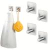 Stainless Steel Adhesive Hooks, Heavy-Duty Wall Mount Utility Hooks for Hanging Towels, Clothes, Hats, and Robes - Easy To Install