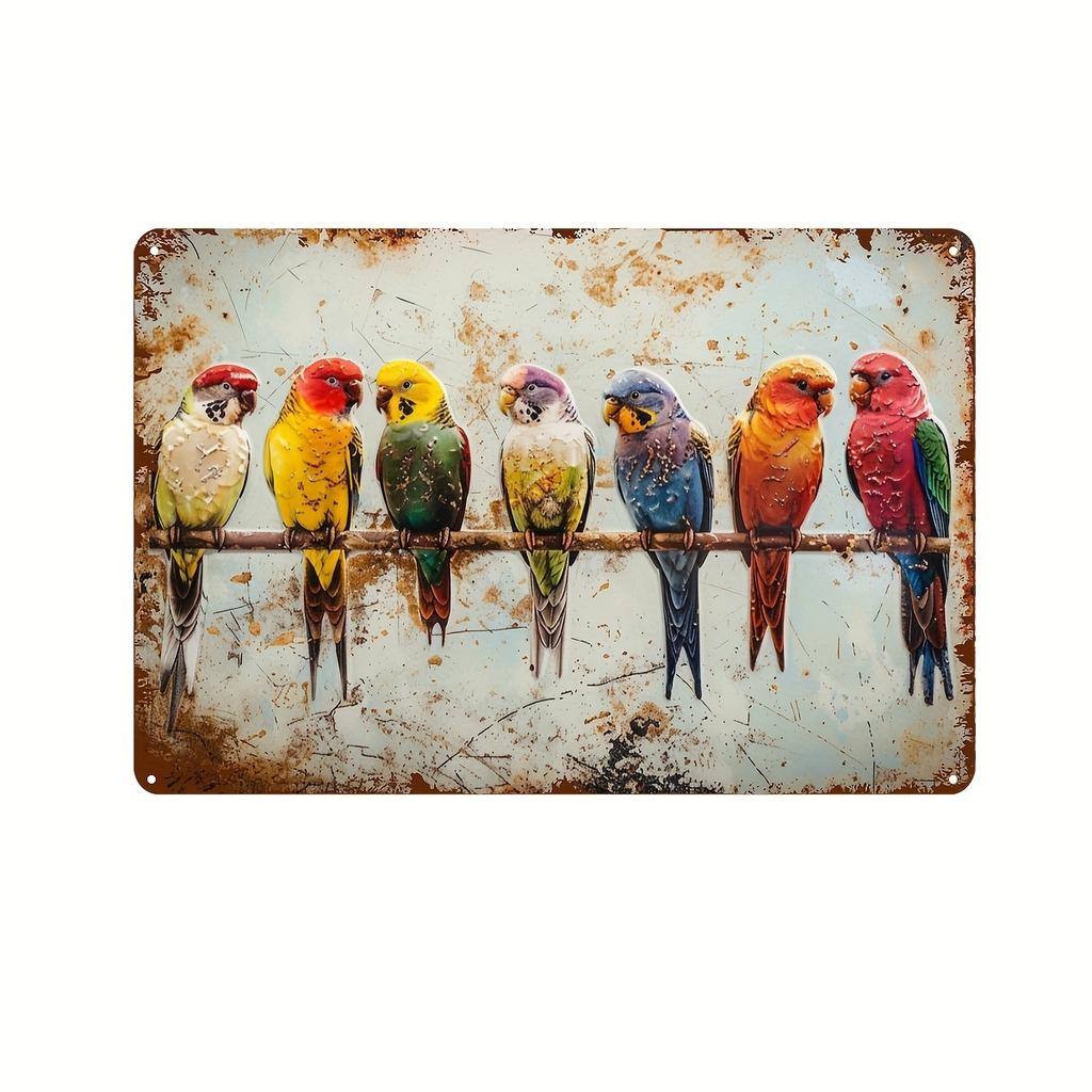 Vintage Bird Cactus Flamingo Metal Tin Sign Wall Art for Home, Bar, Garage & Garden Decor | Easy-Hang Vintage Animal Design