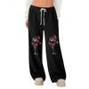 Women's Fleece Wide Leg  Elastic Waist Drawstring Loose Pants Drawstring Pajama Pants Sleepwear Trousers