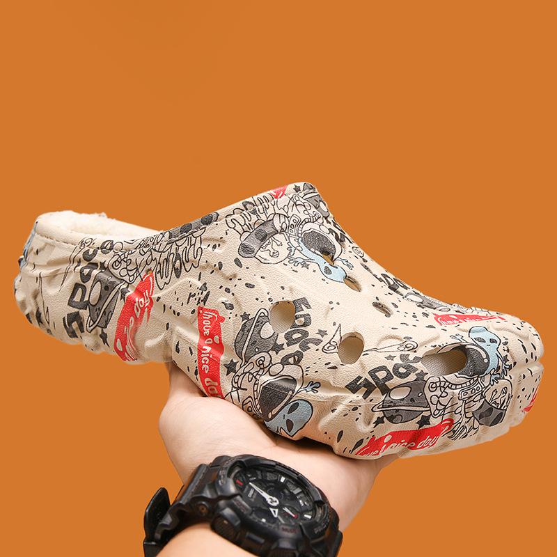 2025 Winter Cotton Closed-Toe Velvet Warm Garden Slippers: Unisex Indoor Half Slippers